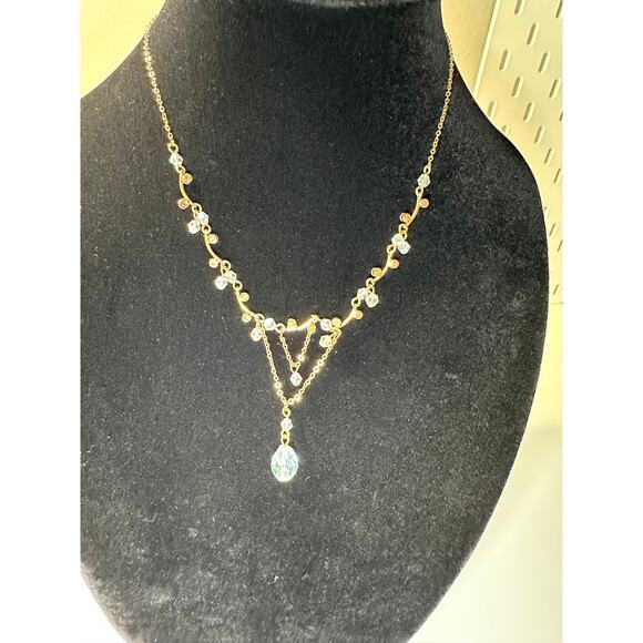 Cookie Lee Gold And Crystal Necklace - Picture 1 of 6